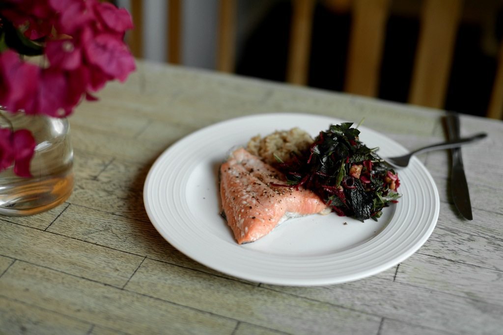 salmon brown rice beetroot gluten dairy free